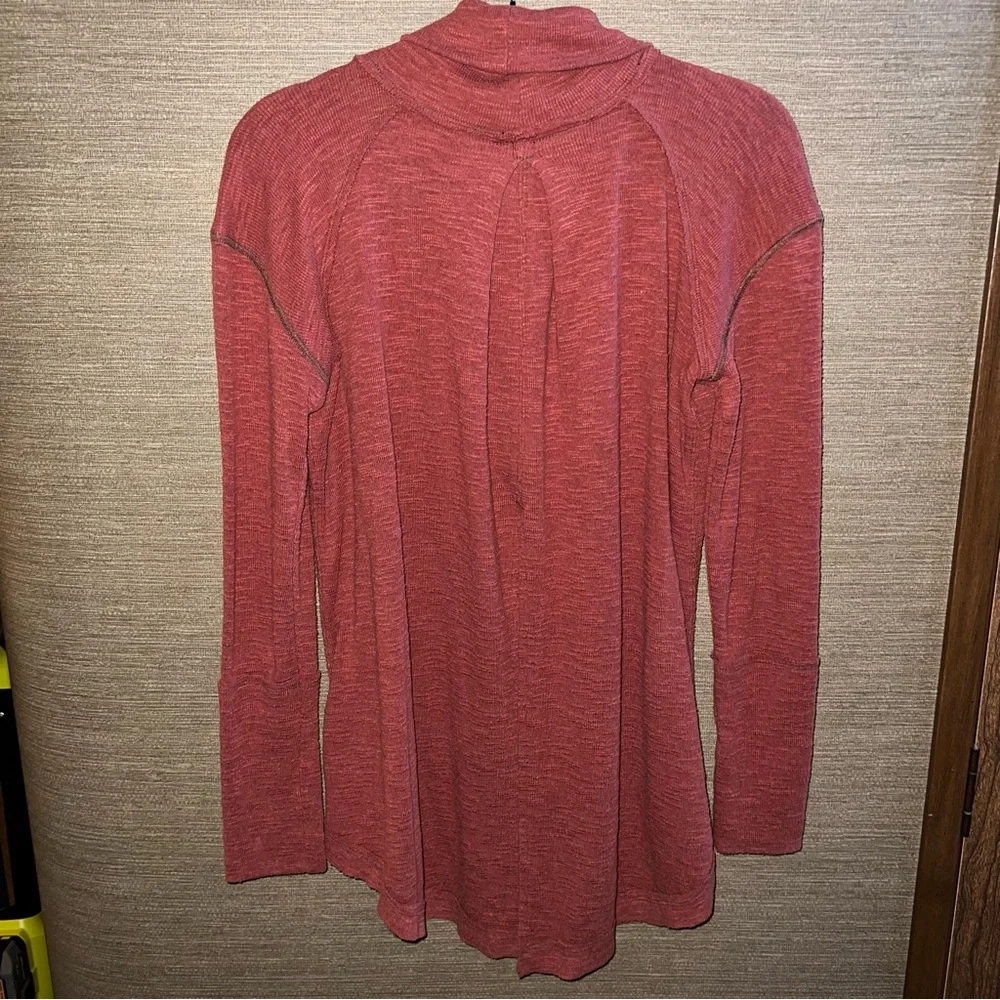 Free People Split Back Dark Burnt Red Cowl Mock Neck Turtleneck Pullover XS